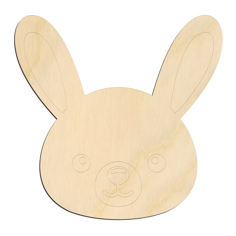 Laser-cut baltic birch silhouette of CUTE RABIT FACE