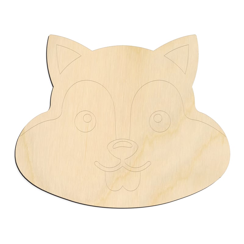Laser-cut baltic birch silhouette of CUTE SQUIRREL FACE