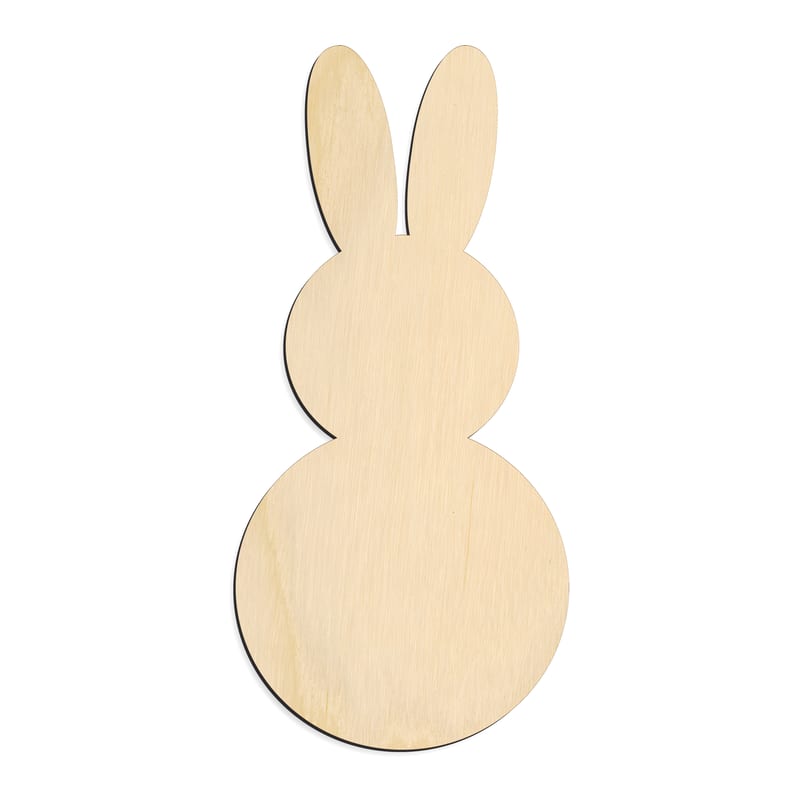 Laser-cut baltic birch silhouette of CUTE UPRIGHT BUNNY