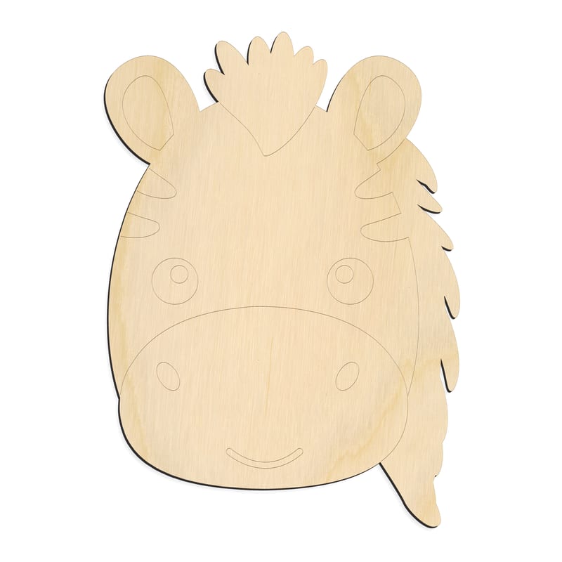 Laser-cut baltic birch silhouette of CUTE ZEBRA FACE