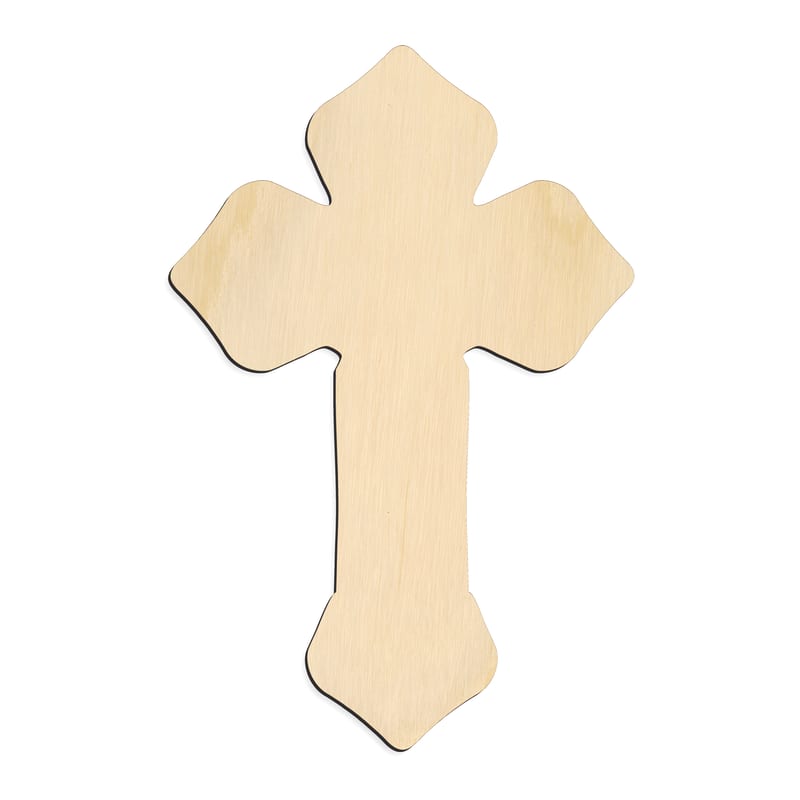 Laser-cut baltic birch silhouette of DECO CROSS