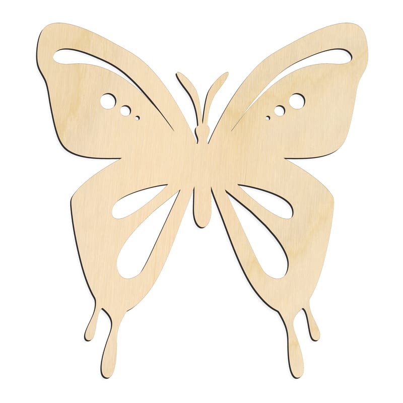 Laser-cut baltic birch silhouette of DECORATIVE BUTTERFLY