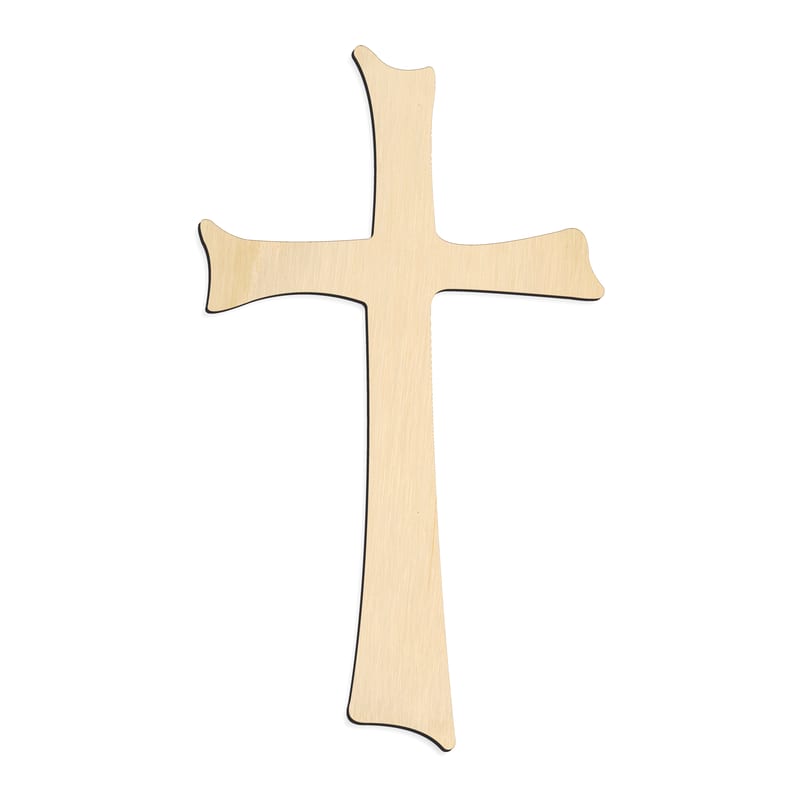 Laser-cut baltic birch silhouette of DECORATIVE CROSS