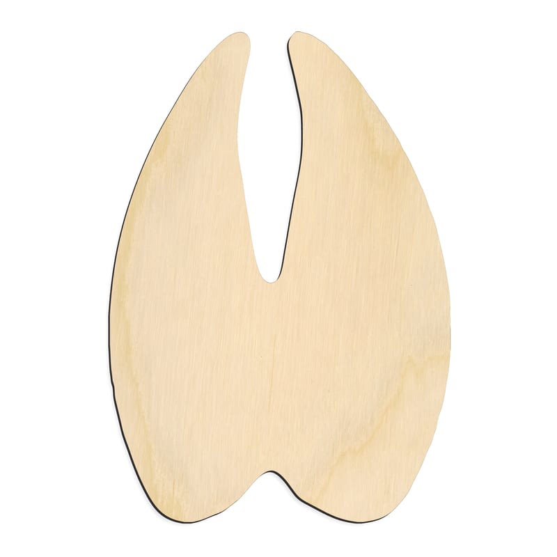 Laser-cut baltic birch silhouette of DEER HOOF PRINT