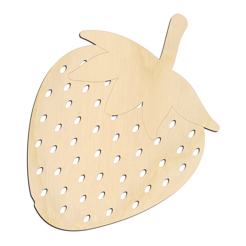 Laser-cut baltic birch silhouette of DETAILED STRAWBERRY