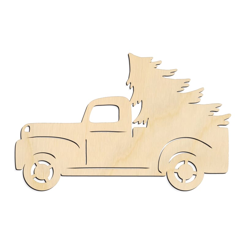 Laser-cut baltic birch silhouette of DETAILED TRUCK TREE