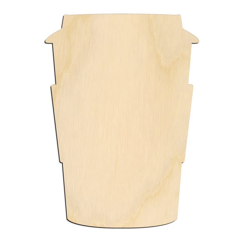 Laser-cut baltic birch silhouette of DISPOSABLE COFFEE CUP