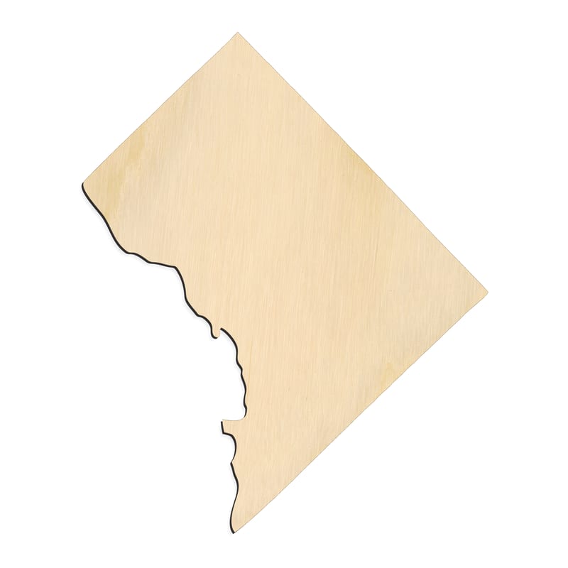 Laser-cut baltic birch silhouette of DISTRICT OF COLUMBIA