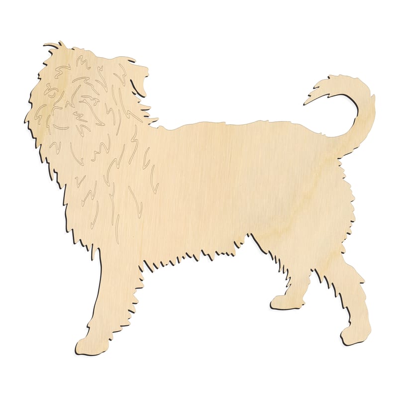 Laser-cut baltic birch silhouette of Affenpinscher Dog