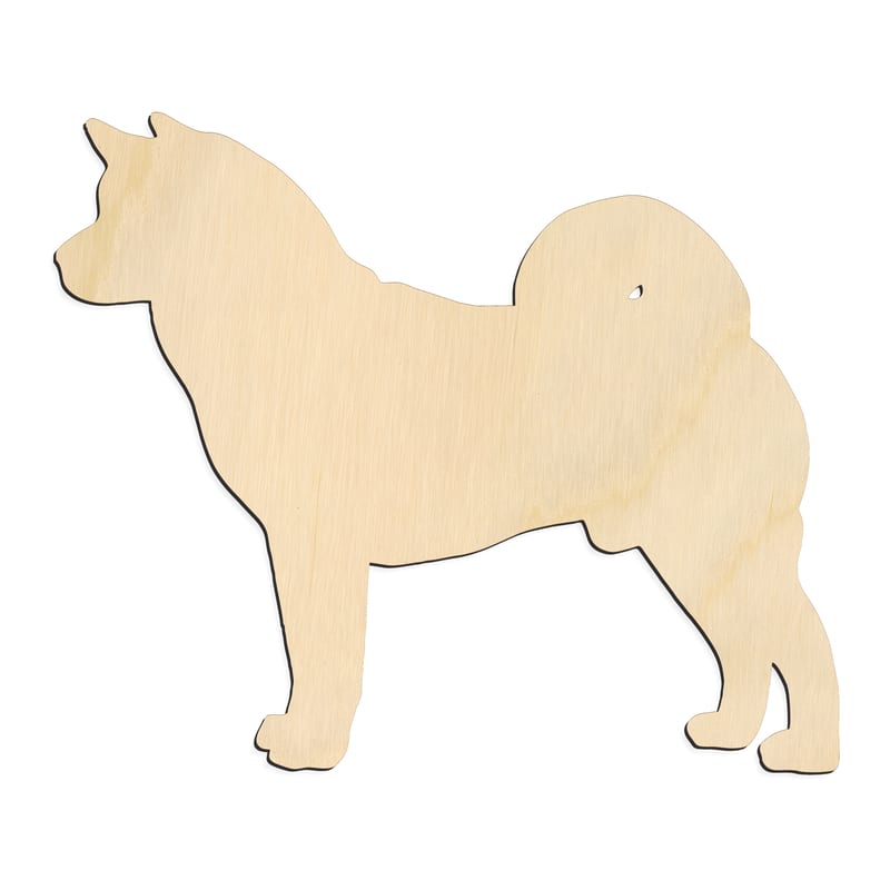 Laser-cut baltic birch silhouette of STANDING SILHOUETTE DOG AKITA