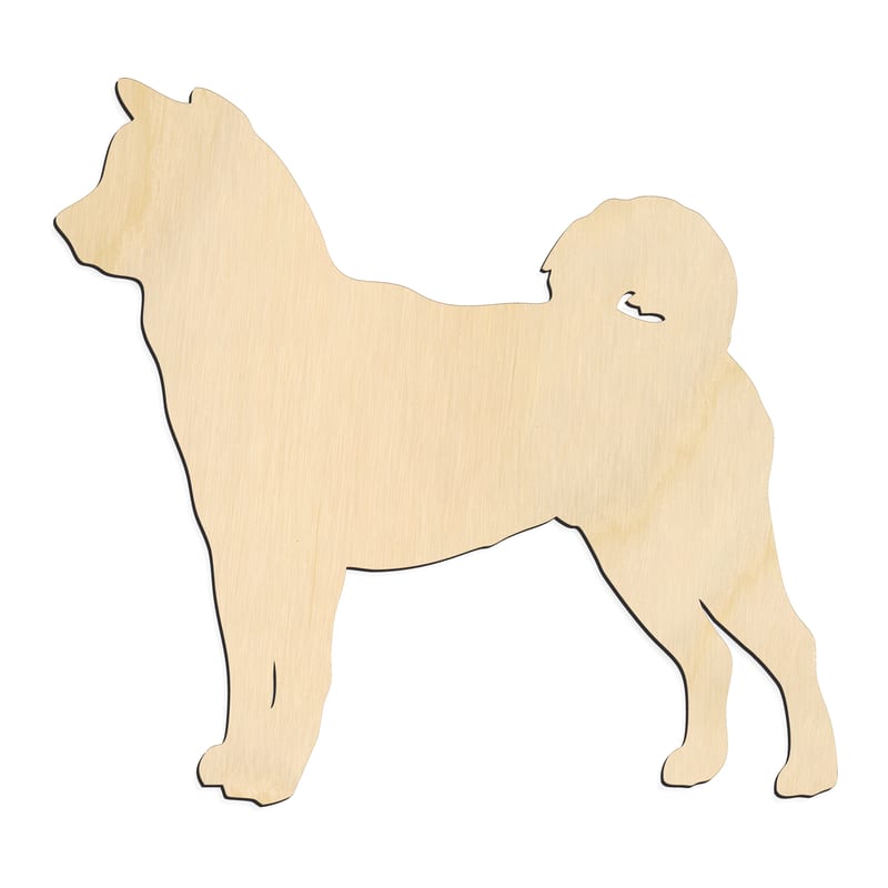 Laser-cut baltic birch silhouette of STANDING TALL SILHOUETTE DOG AKITA