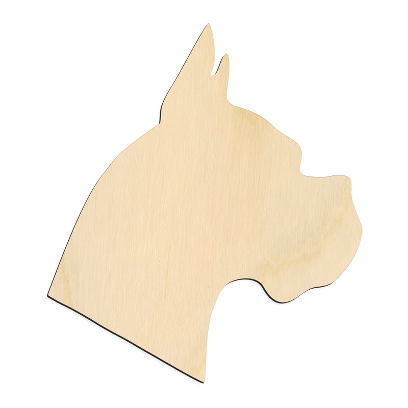 Laser-cut baltic birch silhouette of DOG BOXER HEAD