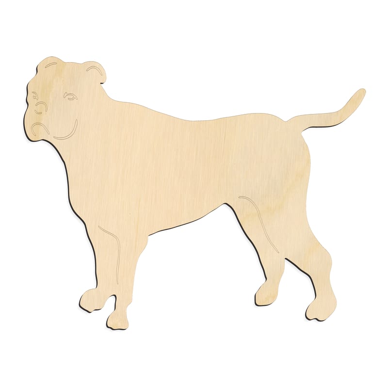 Laser-cut baltic birch silhouette of DOG BULL DOG