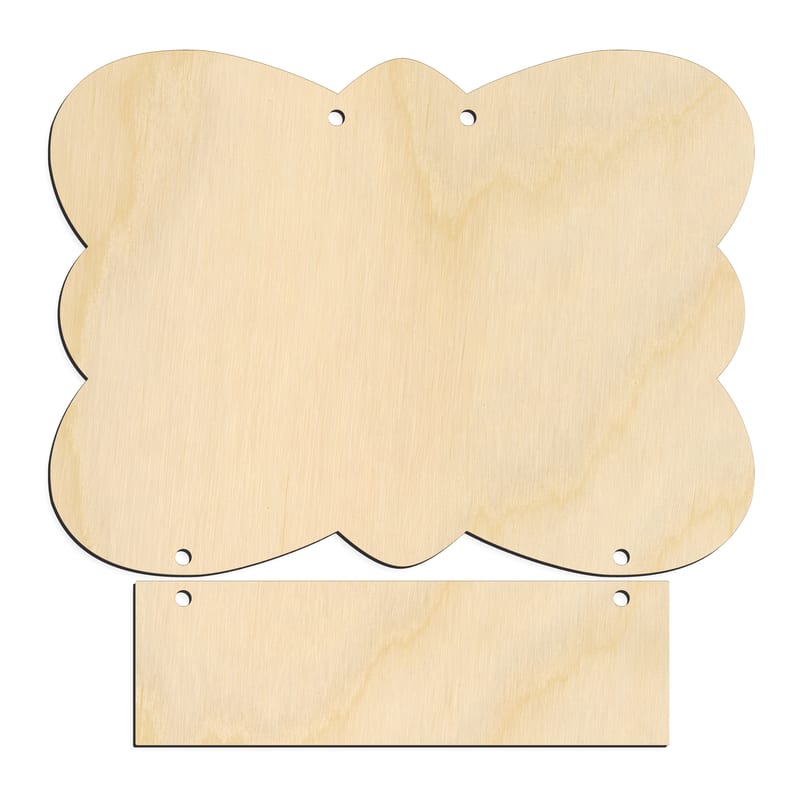 Laser-cut baltic birch silhouette of Butterfly Door Hanger with Tag