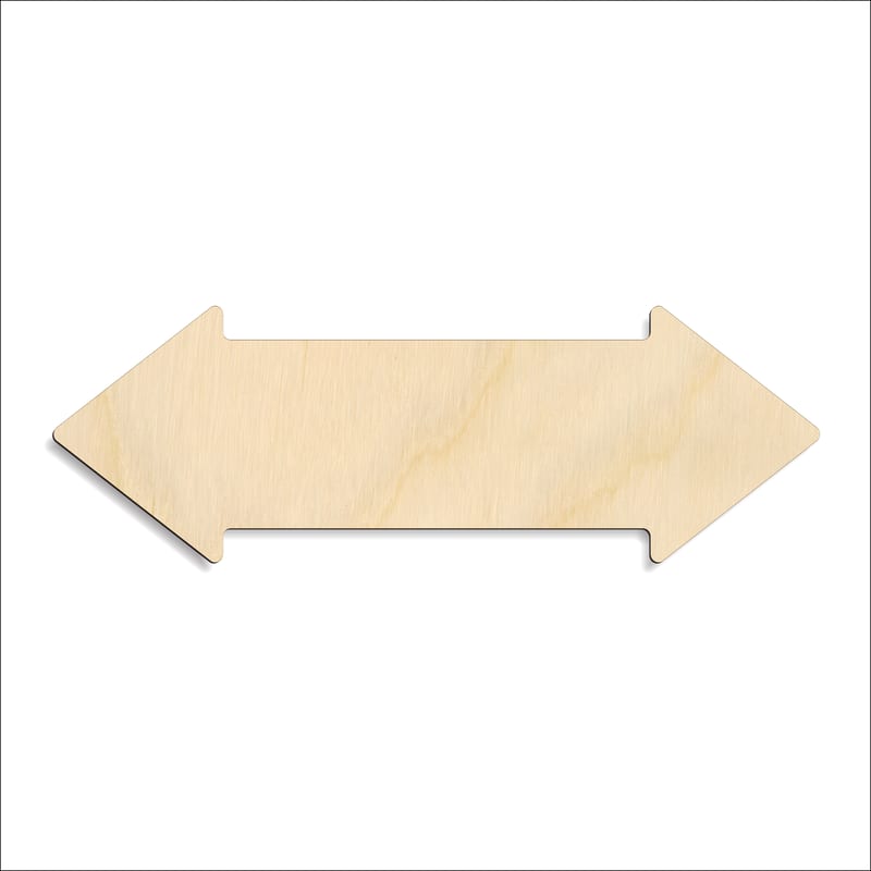 Laser-cut baltic birch silhouette of DOUBLE END DIRECTION ARROW SIGN