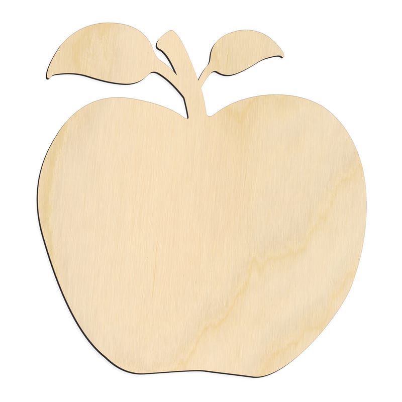 Laser-cut baltic birch silhouette of DOUBLE LEAF APPLE