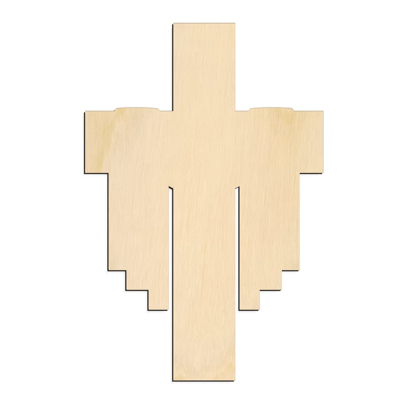 Laser-cut baltic birch silhouette of DRAPERY CROSS