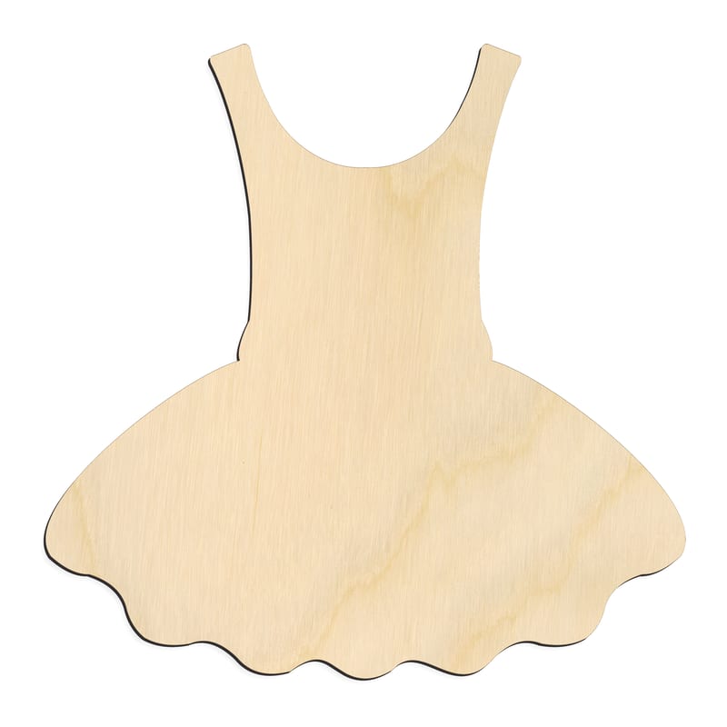 Laser-cut baltic birch silhouette of Ballet Tutu Dress