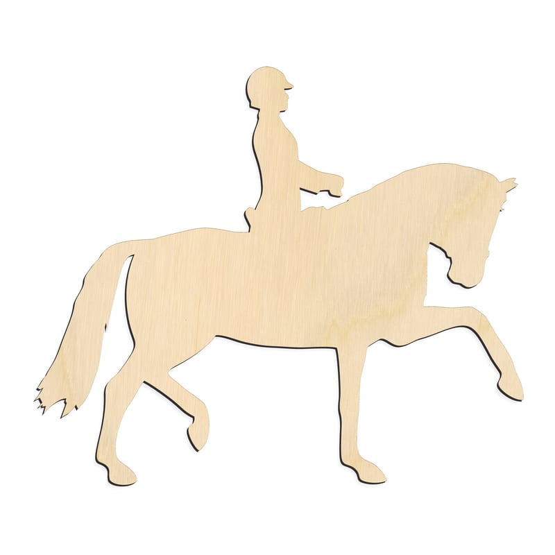 Laser-cut baltic birch silhouette of DRESSAGE HORSE