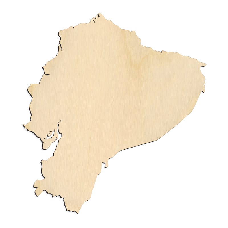Laser-cut baltic birch silhouette of Ecuador Country Silhouette
