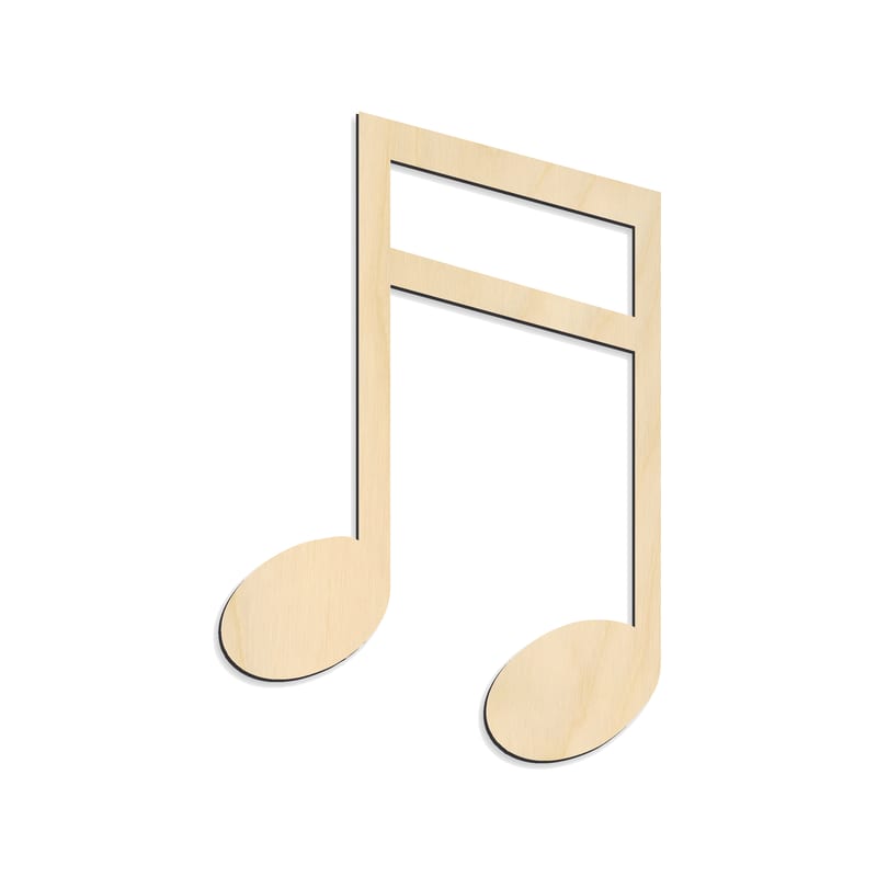 Laser-cut baltic birch silhouette of Beamed Eighth Notes