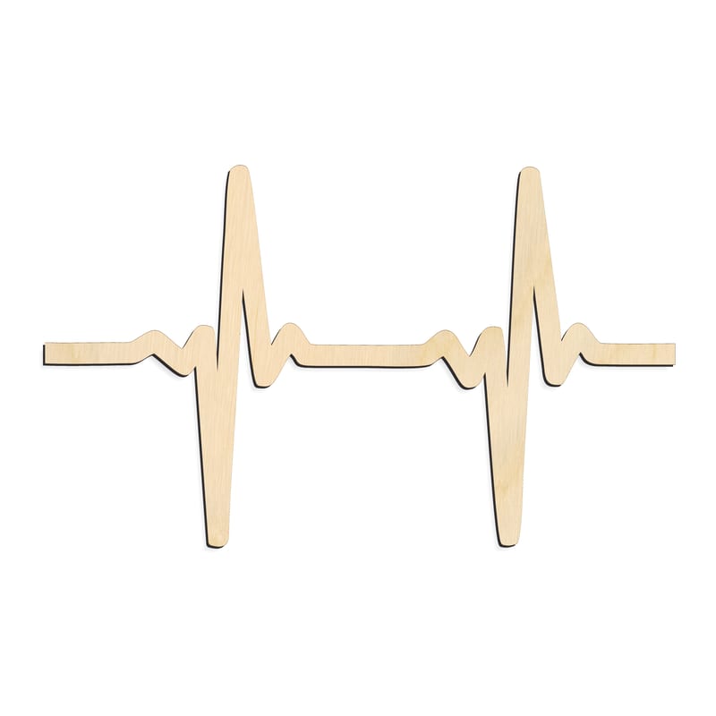 Laser-cut baltic birch silhouette of EKG HEART BEAT