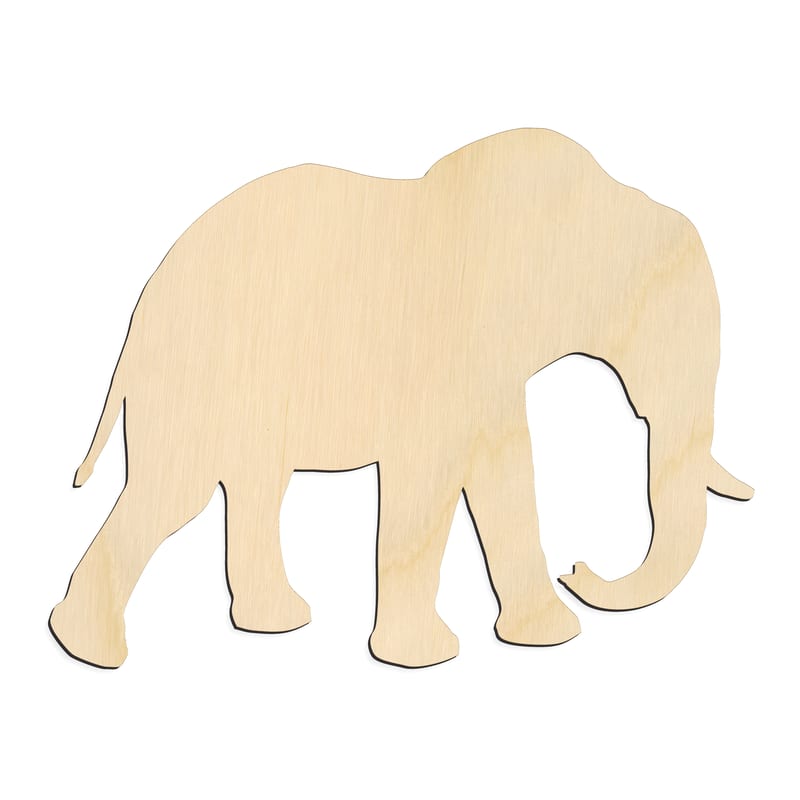 Laser-cut baltic birch silhouette of ELEPHANT CLASSIC WALKING