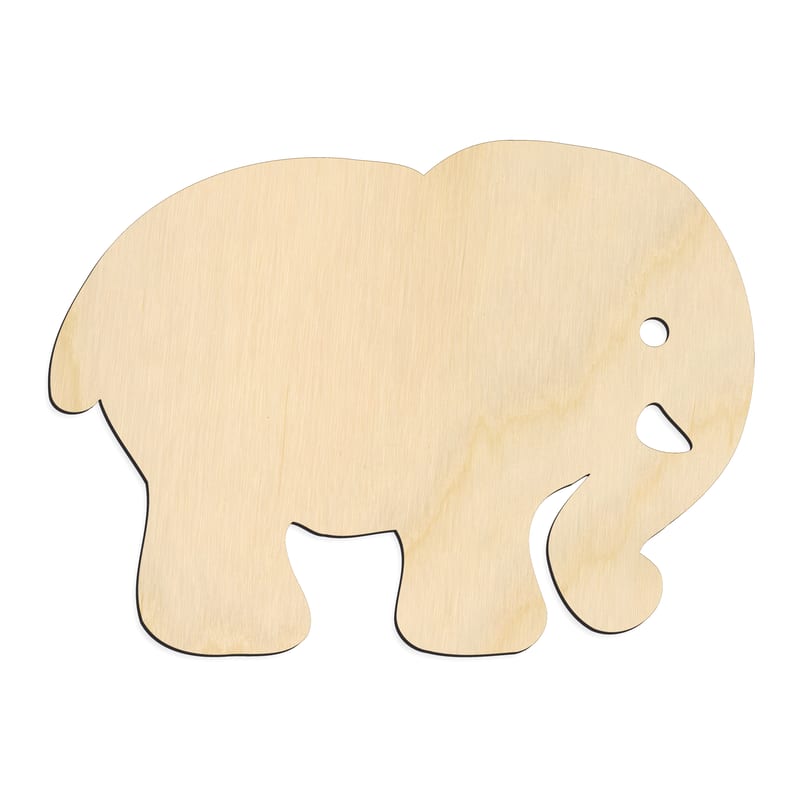 Laser-cut baltic birch silhouette of ROUNDED CUTE ELEPHANT