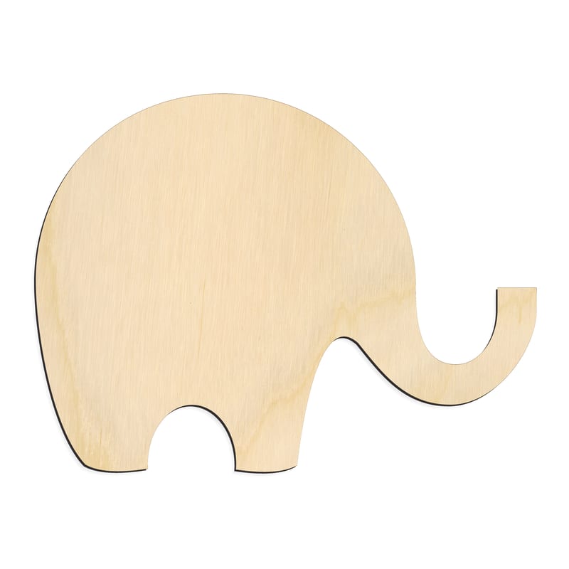 Laser-cut baltic birch silhouette of ELEPHANT SIDE VIEW