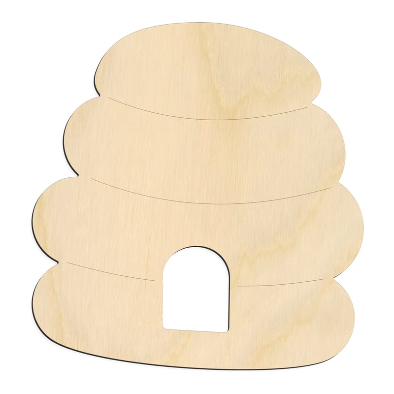 Laser-cut baltic birch silhouette of ENGRAVED BEE HIVE