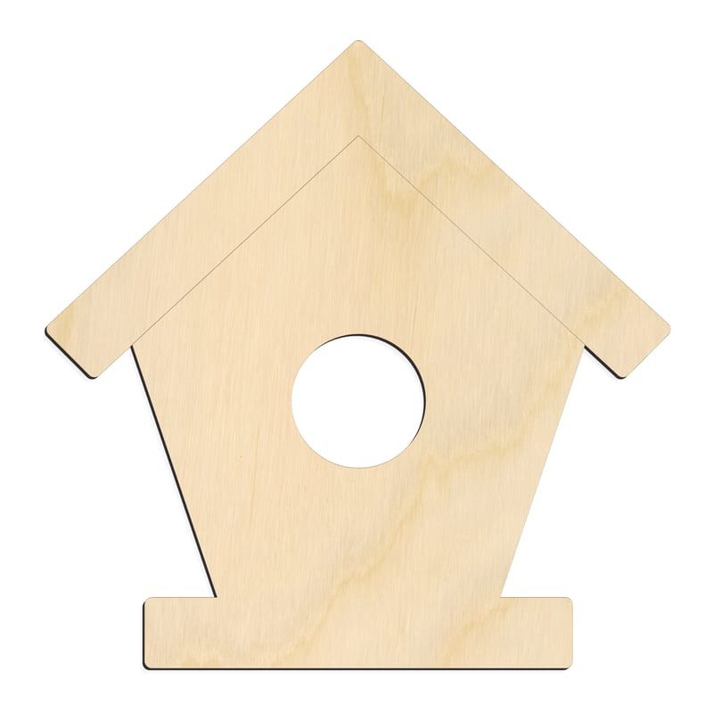Laser-cut baltic birch silhouette of ENGRAVED BIRD HOUSE