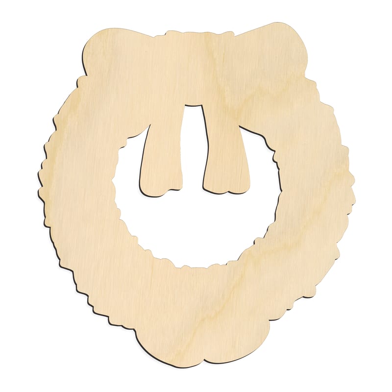 Laser-cut baltic birch silhouette of ENGRAVED CHRISTMAS WREATH