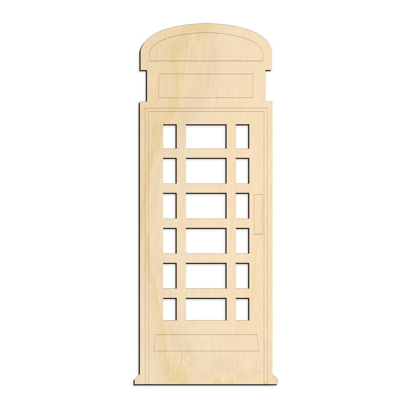Laser-cut baltic birch silhouette of EURO PHONEBOOTH