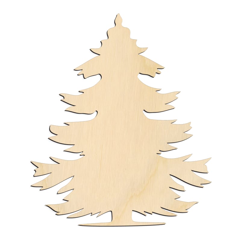 Laser-cut baltic birch silhouette of EVERGREEN TREE LAYERED