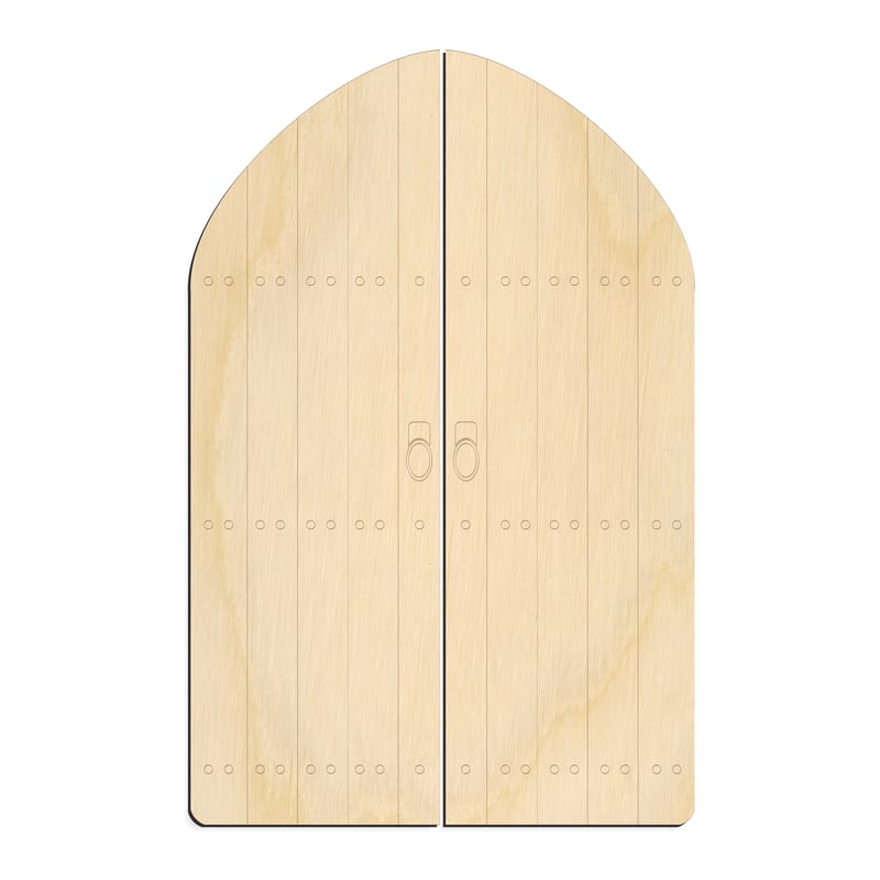 Laser-cut baltic birch silhouette of FAIRY CASTLE DOOR