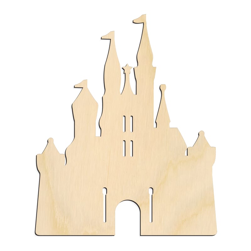 Laser-cut baltic birch silhouette of FAIRYTALE CASTLE
