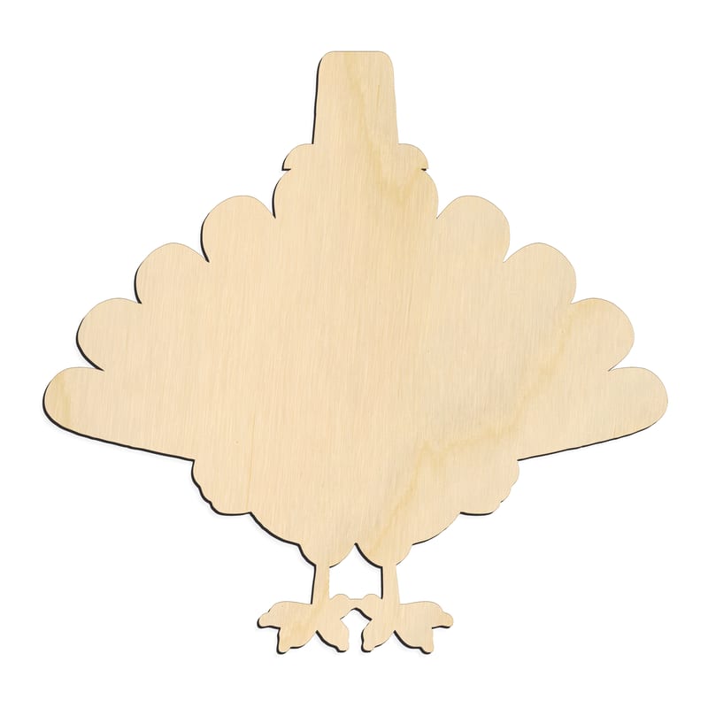 Laser-cut baltic birch silhouette of FAN TAIL TURKEY