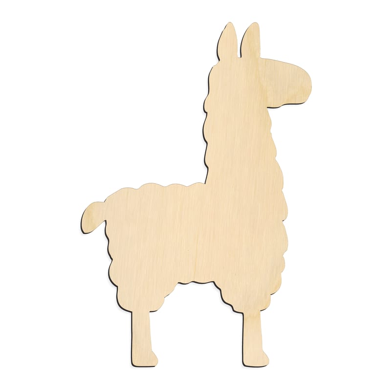 Laser-cut baltic birch silhouette of FARM ALPACA