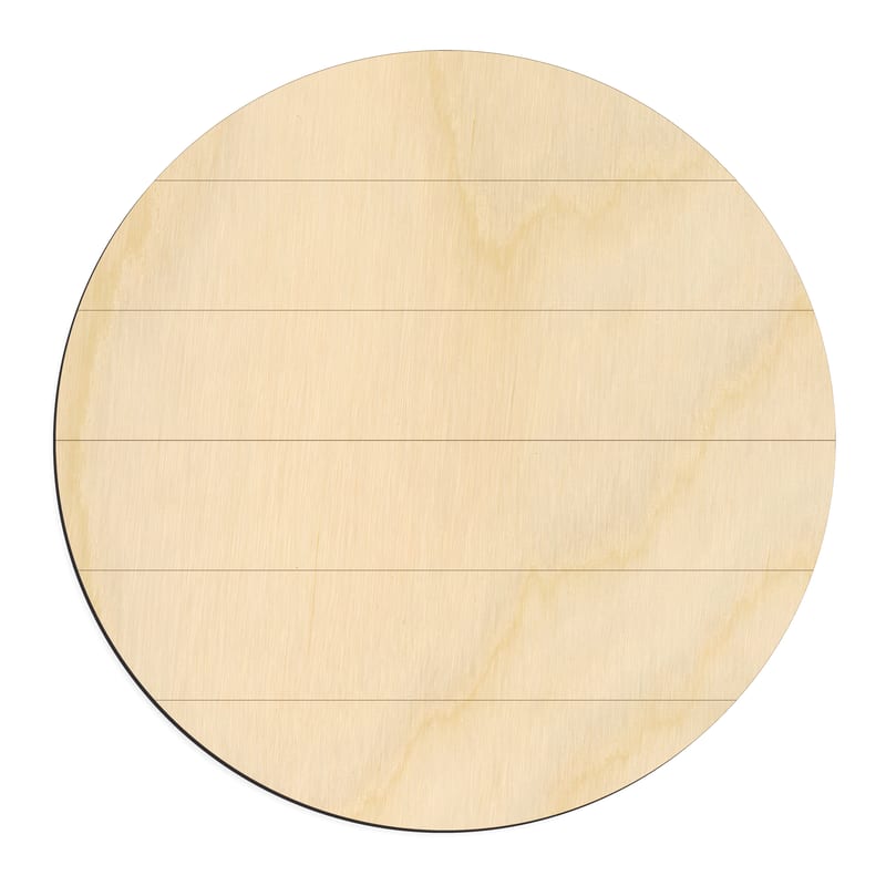 Laser-cut baltic birch silhouette of FAUX SHIPLAP CIRCLE