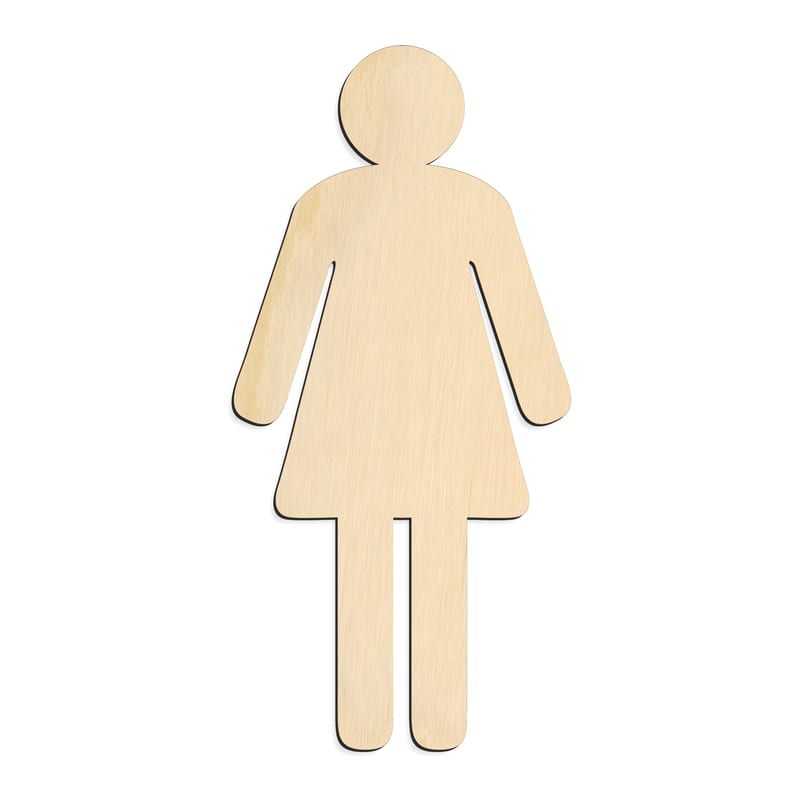 Laser-cut baltic birch silhouette of FEMALE BATHROOM SIGN
