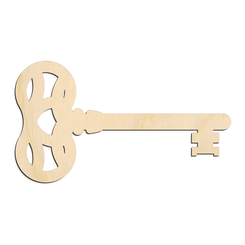 Laser-cut baltic birch silhouette of FIGURED SKELETON KEY