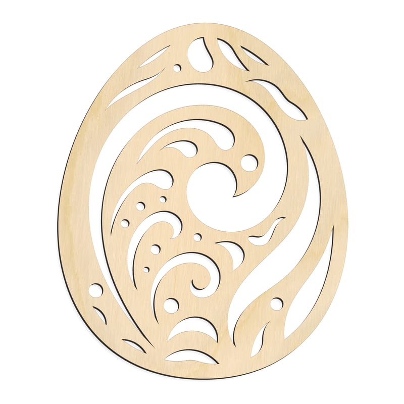 Laser-cut baltic birch silhouette of FILIGREE EASTER EGG