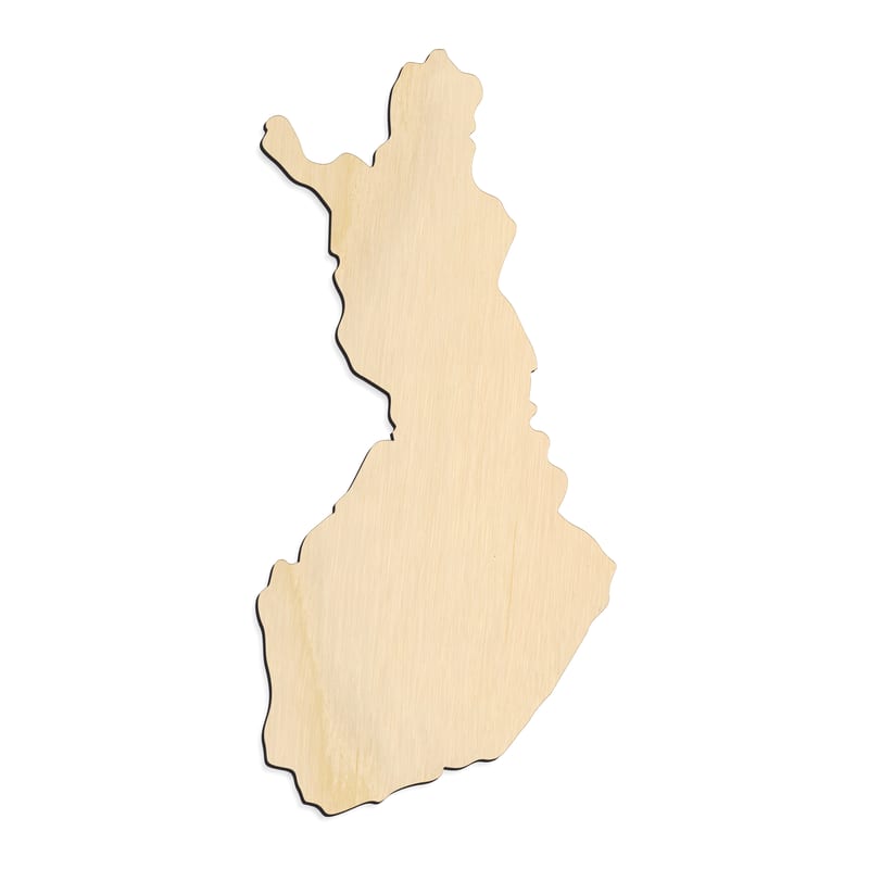 Laser-cut baltic birch silhouette of FINLAND