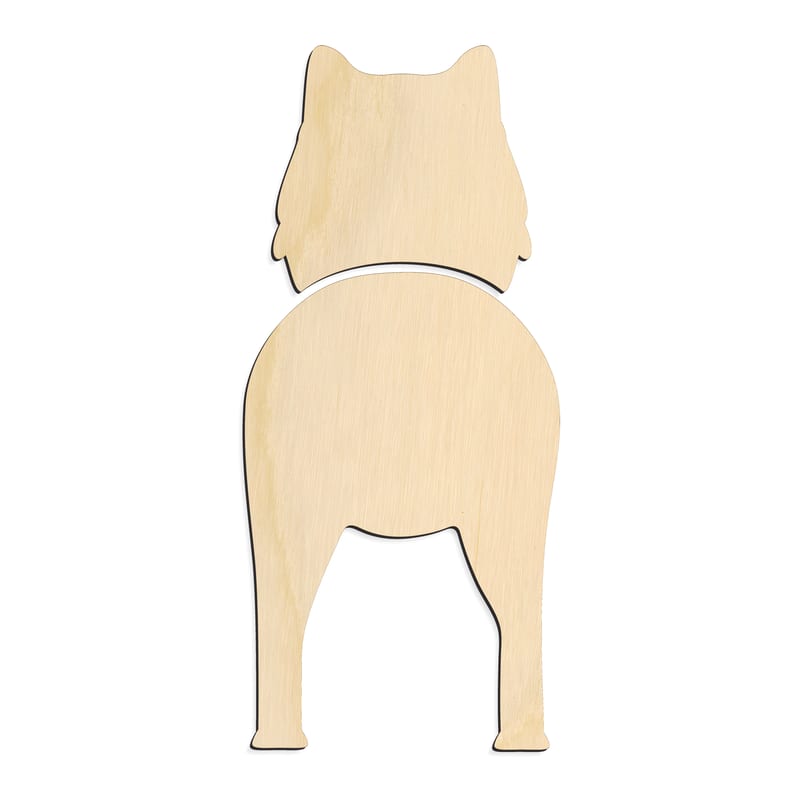 Laser-cut baltic birch silhouette of FINNISH LAPPHUND TWO PIECE BACK VIEW