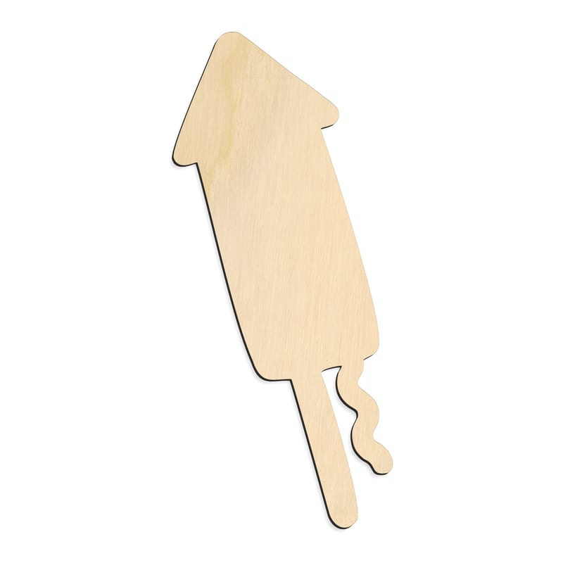Laser-cut baltic birch silhouette of FIRECRACKER