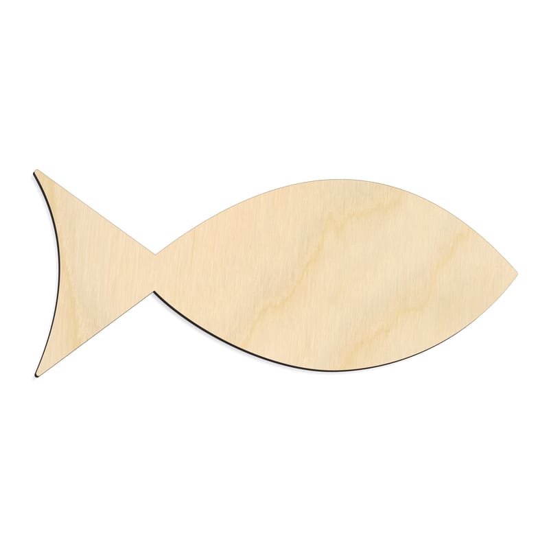 Laser-cut baltic birch silhouette of FISH DIAMOND