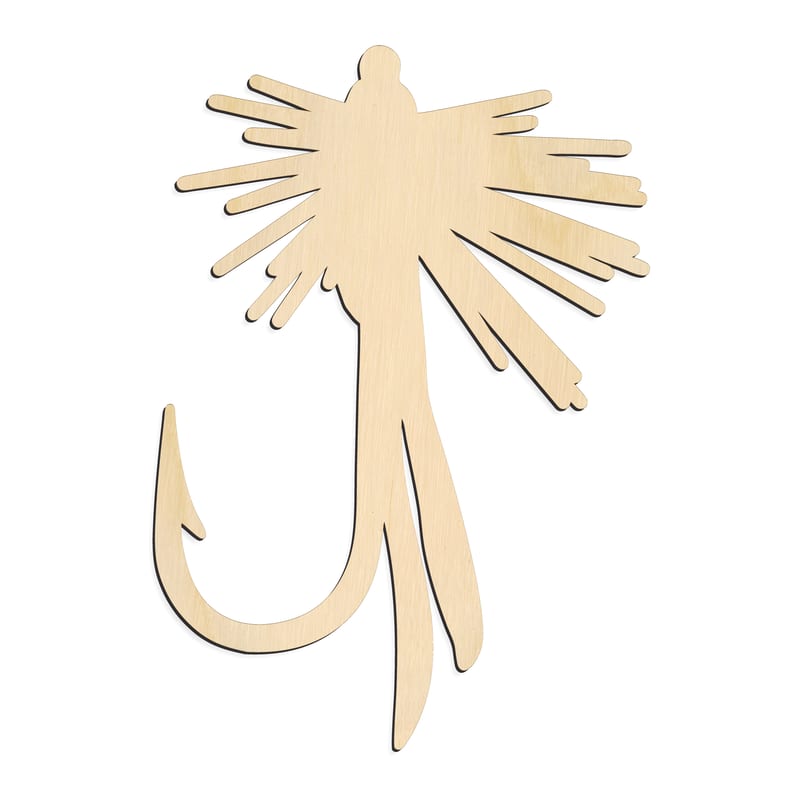 Laser-cut baltic birch silhouette of FISH FLY
