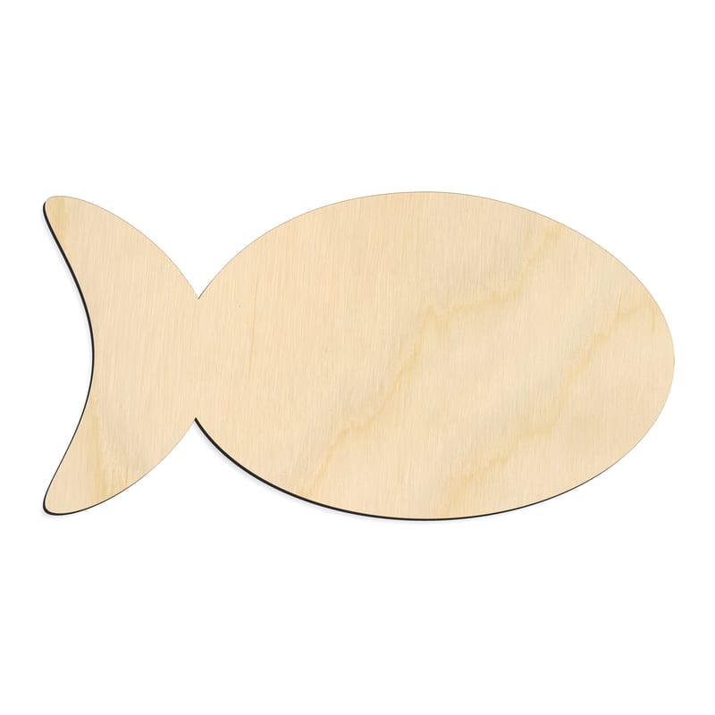 Laser-cut baltic birch silhouette of FISH OVAL
