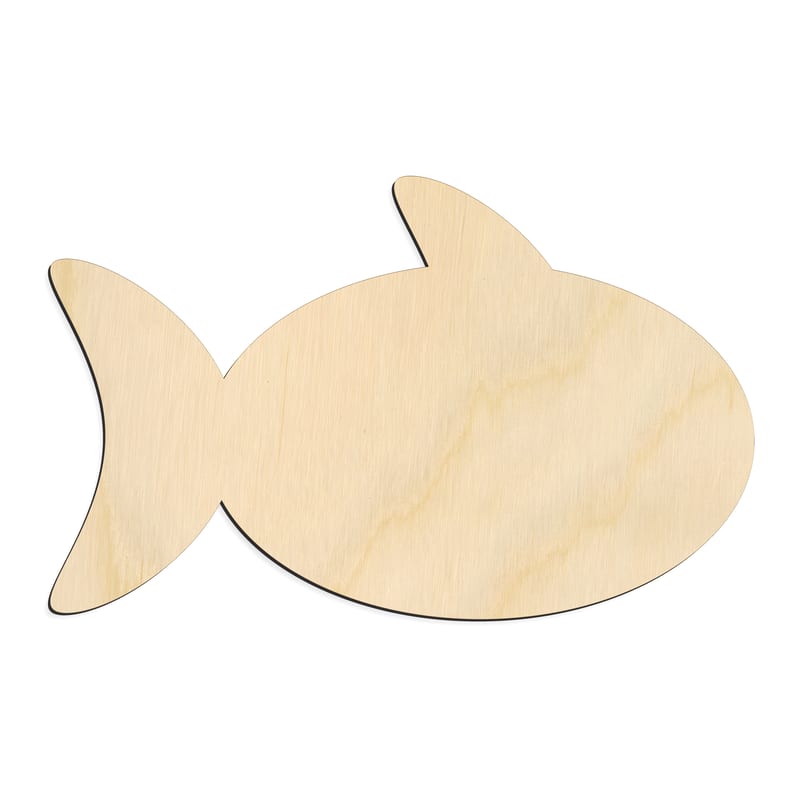 Laser-cut baltic birch silhouette of FISH ROUNDED