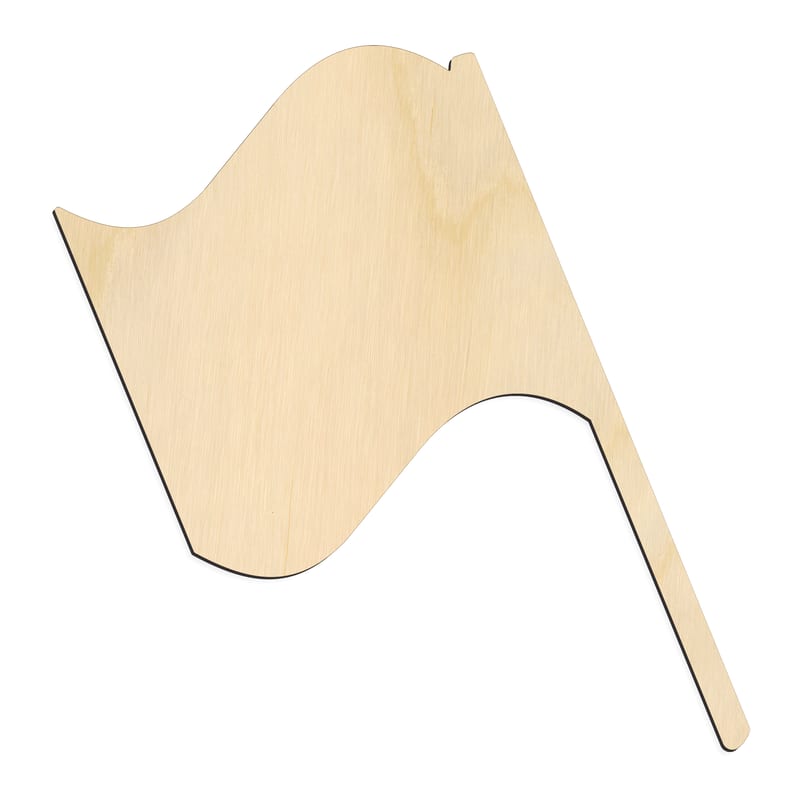 Laser-cut baltic birch silhouette of FLAG RACE